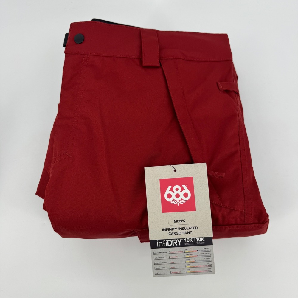 NEW 686 Mens Infinity Insulated Cargo Pant Rusty Red L7W210 Large Snowboard Ski